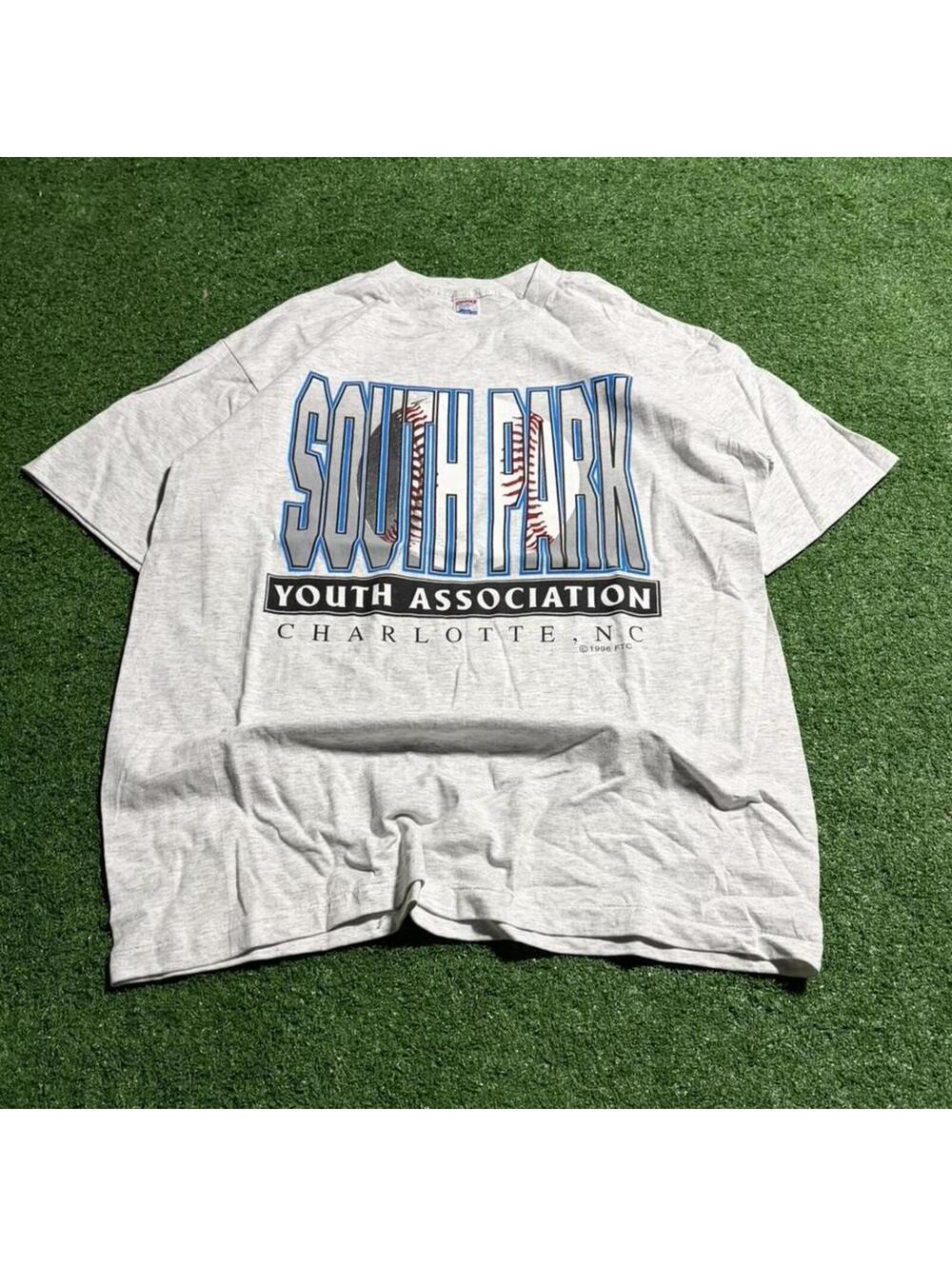 Vintage 90s South Park Charlotte NC Vintage T Shirt XL USA Baseball Heather Gray